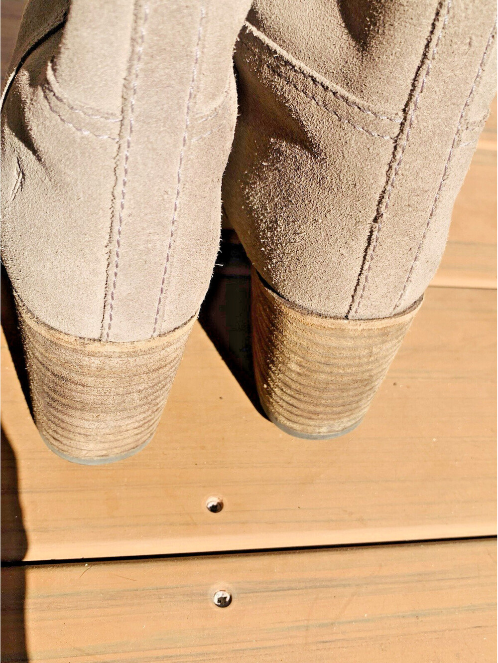 Frye Taupe Suede Leather Mid-Calf Western Cow Girl Boho Boots Women's 7B - Picture 6 of 15